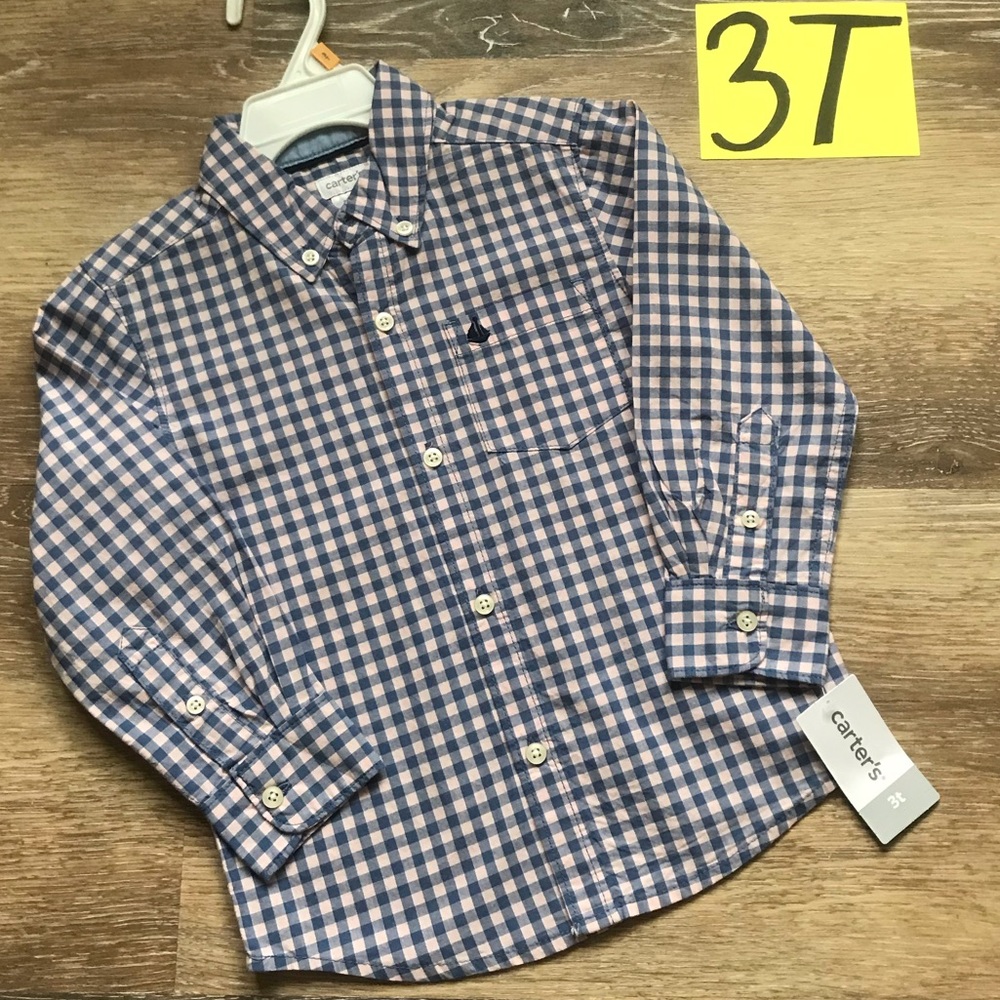 🛍NWT Carter’s Boys Size 3T Button Up Shirtt